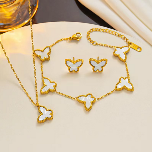 Golden Wings™ (Blanco) - Conjunto 4 joyas